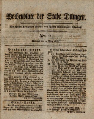 Wochenblatt der Stadt Dillingen Mittwoch 12. März 1823