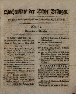 Wochenblatt der Stadt Dillingen Mittwoch 19. März 1823