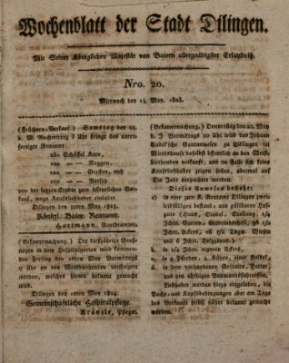 Wochenblatt der Stadt Dillingen Mittwoch 14. Mai 1823