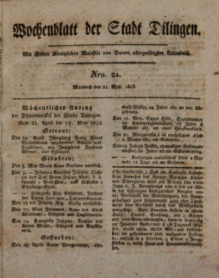 Wochenblatt der Stadt Dillingen Mittwoch 21. Mai 1823