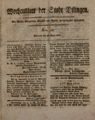 Wochenblatt der Stadt Dillingen Mittwoch 28. Mai 1823