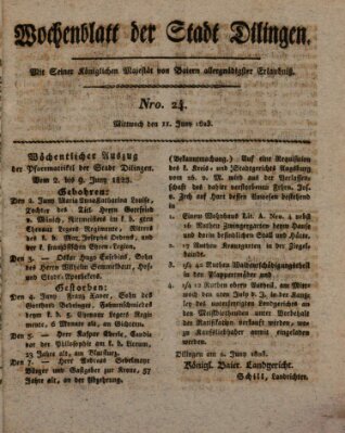 Wochenblatt der Stadt Dillingen Mittwoch 11. Juni 1823