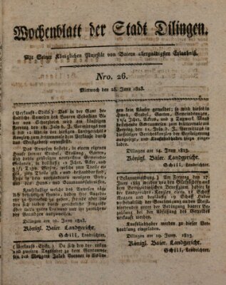 Wochenblatt der Stadt Dillingen Mittwoch 25. Juni 1823