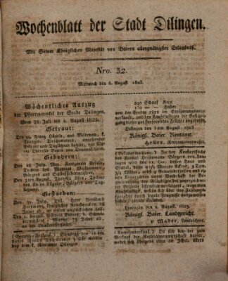 Wochenblatt der Stadt Dillingen Mittwoch 6. August 1823