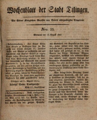 Wochenblatt der Stadt Dillingen Mittwoch 13. August 1823