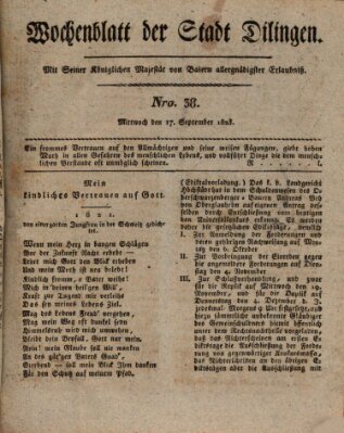 Wochenblatt der Stadt Dillingen Mittwoch 17. September 1823