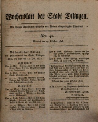 Wochenblatt der Stadt Dillingen Mittwoch 15. Oktober 1823