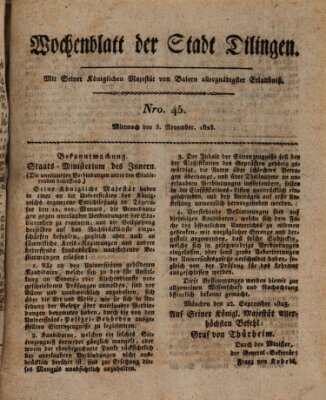 Wochenblatt der Stadt Dillingen Mittwoch 5. November 1823