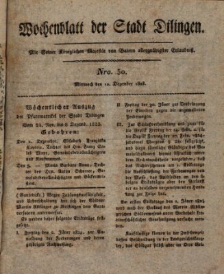 Wochenblatt der Stadt Dillingen Mittwoch 10. Dezember 1823