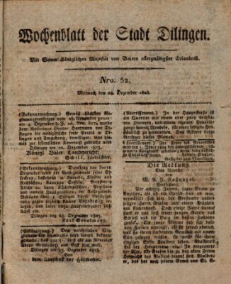 Wochenblatt der Stadt Dillingen Mittwoch 24. Dezember 1823