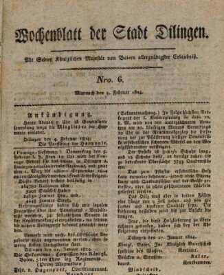 Wochenblatt der Stadt Dillingen Mittwoch 4. Februar 1824