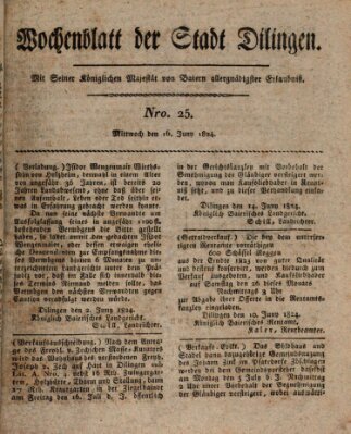 Wochenblatt der Stadt Dillingen Mittwoch 16. Juni 1824