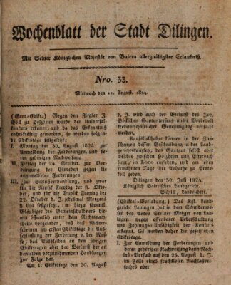 Wochenblatt der Stadt Dillingen Mittwoch 11. August 1824