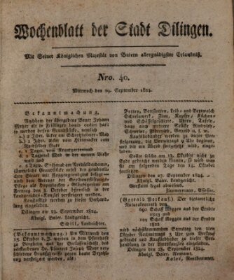 Wochenblatt der Stadt Dillingen Mittwoch 29. September 1824