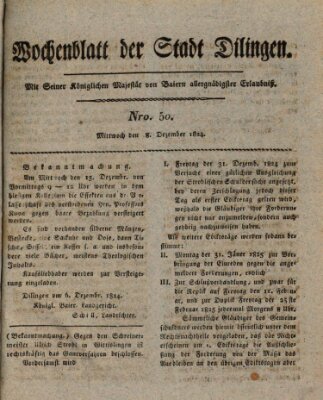 Wochenblatt der Stadt Dillingen Mittwoch 8. Dezember 1824