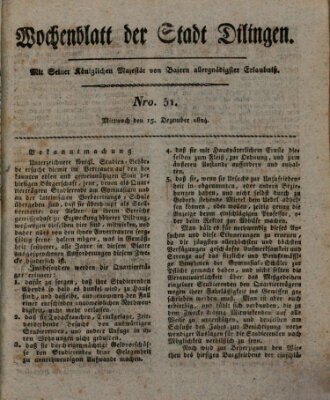 Wochenblatt der Stadt Dillingen Mittwoch 15. Dezember 1824