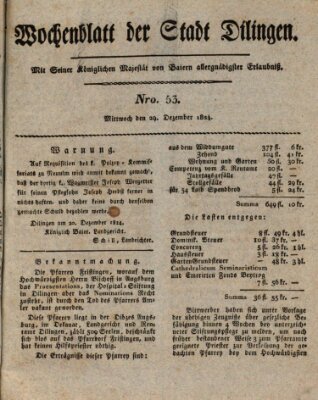 Wochenblatt der Stadt Dillingen Mittwoch 29. Dezember 1824