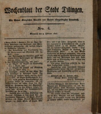 Wochenblatt der Stadt Dillingen Mittwoch 9. Februar 1825