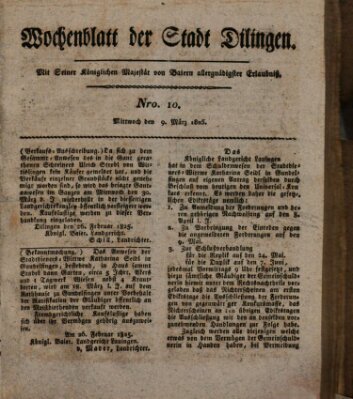 Wochenblatt der Stadt Dillingen Mittwoch 9. März 1825