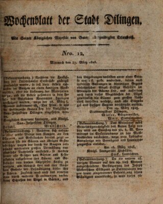 Wochenblatt der Stadt Dillingen Mittwoch 23. März 1825