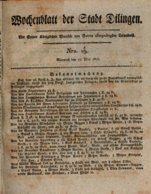 Wochenblatt der Stadt Dillingen Mittwoch 11. Mai 1825