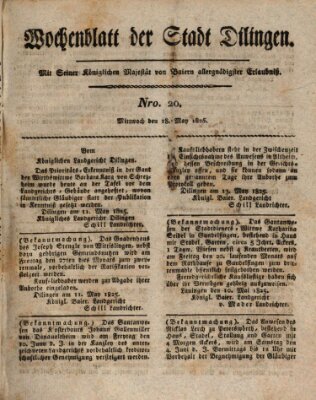 Wochenblatt der Stadt Dillingen Mittwoch 18. Mai 1825