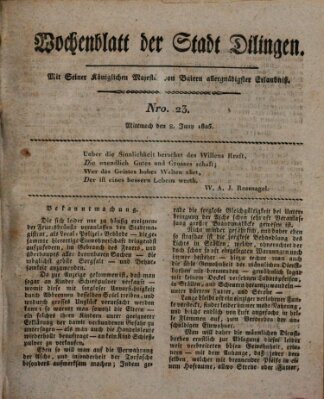 Wochenblatt der Stadt Dillingen Mittwoch 8. Juni 1825