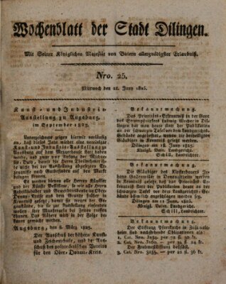 Wochenblatt der Stadt Dillingen Dienstag 21. Juni 1825