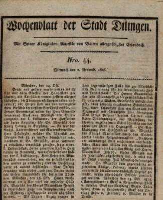 Wochenblatt der Stadt Dillingen Mittwoch 2. November 1825