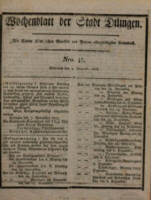 Wochenblatt der Stadt Dillingen Mittwoch 9. November 1825