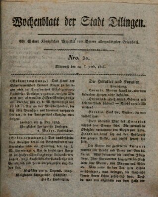 Wochenblatt der Stadt Dillingen Mittwoch 14. Dezember 1825