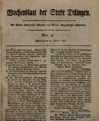 Wochenblatt der Stadt Dillingen Mittwoch 11. Januar 1826