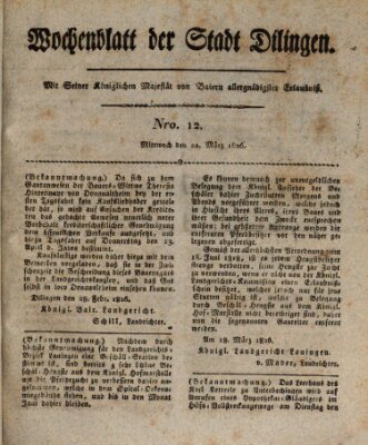 Wochenblatt der Stadt Dillingen Mittwoch 22. März 1826