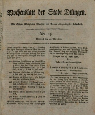 Wochenblatt der Stadt Dillingen Mittwoch 10. Mai 1826