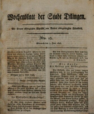 Wochenblatt der Stadt Dillingen Mittwoch 7. Juni 1826