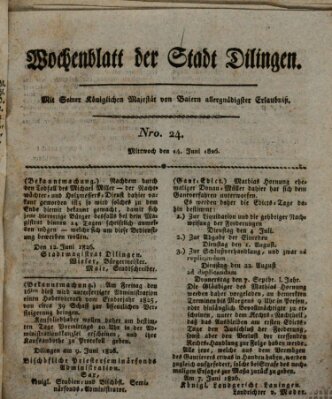 Wochenblatt der Stadt Dillingen Mittwoch 14. Juni 1826