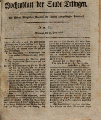 Wochenblatt der Stadt Dillingen Mittwoch 21. Juni 1826