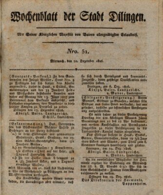 Wochenblatt der Stadt Dillingen Mittwoch 20. Dezember 1826