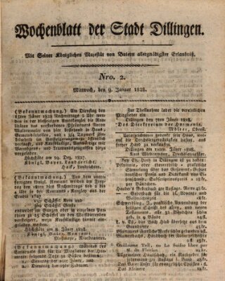 Wochenblatt der Stadt Dillingen Mittwoch 9. Januar 1828