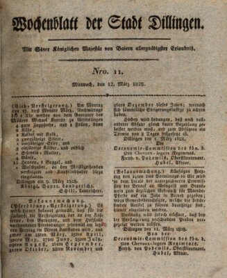 Wochenblatt der Stadt Dillingen Mittwoch 12. März 1828