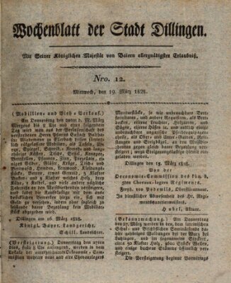 Wochenblatt der Stadt Dillingen Mittwoch 19. März 1828