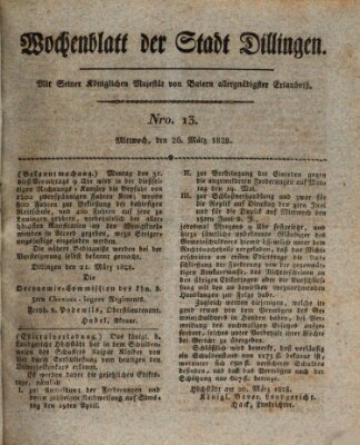 Wochenblatt der Stadt Dillingen Mittwoch 26. März 1828