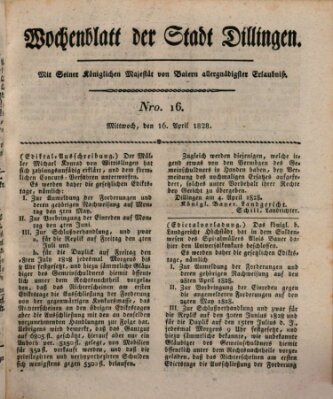 Wochenblatt der Stadt Dillingen Mittwoch 16. April 1828