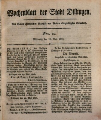 Wochenblatt der Stadt Dillingen Mittwoch 28. Mai 1828