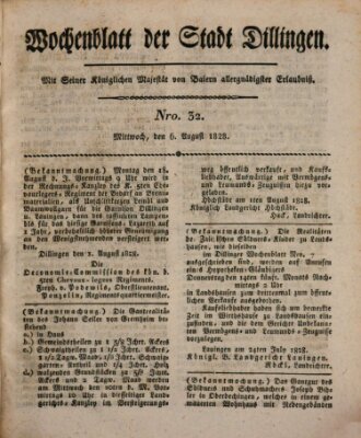 Wochenblatt der Stadt Dillingen Mittwoch 6. August 1828