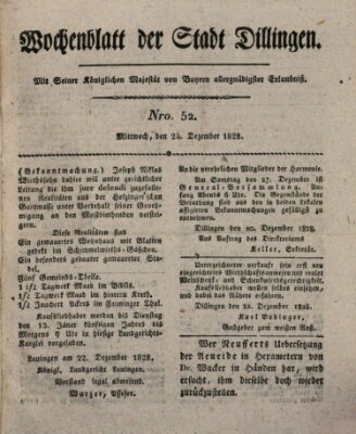 Wochenblatt der Stadt Dillingen Mittwoch 24. Dezember 1828