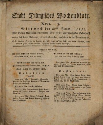 Wochenblatt der Stadt Dillingen Mittwoch 20. Januar 1819