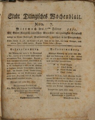 Wochenblatt der Stadt Dillingen Mittwoch 17. Februar 1819