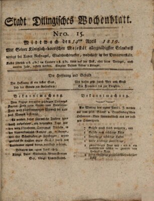 Wochenblatt der Stadt Dillingen Mittwoch 14. April 1819