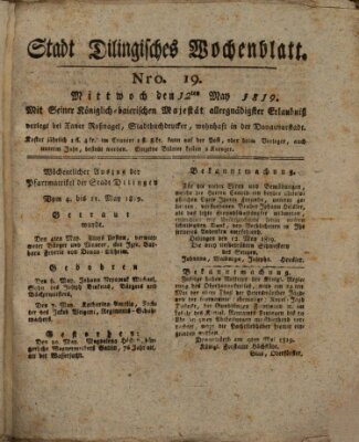 Wochenblatt der Stadt Dillingen Mittwoch 12. Mai 1819